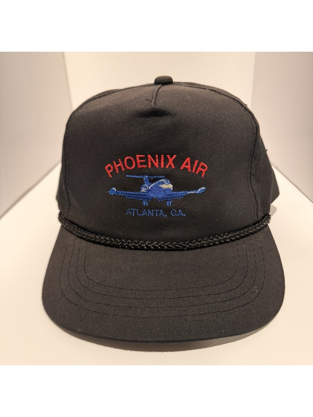 Vintage Phoenix Air Atlanta GA Hat Black Rope Snapback Aviation Corporate Promo